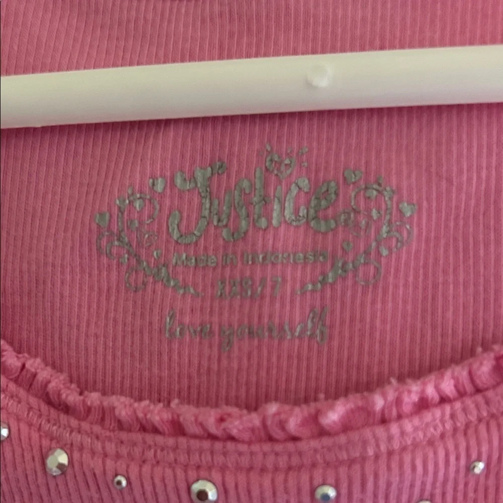 Justice Pink Tank Top with Glitter Details